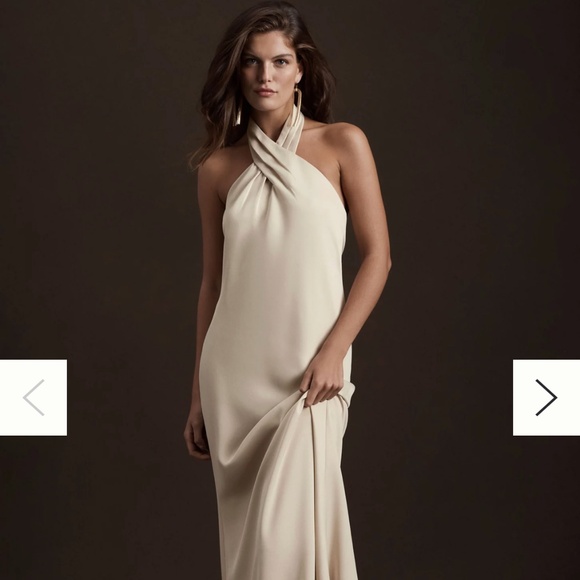 BHLDN ruby twist halter satin dress - Picture 1 of 3